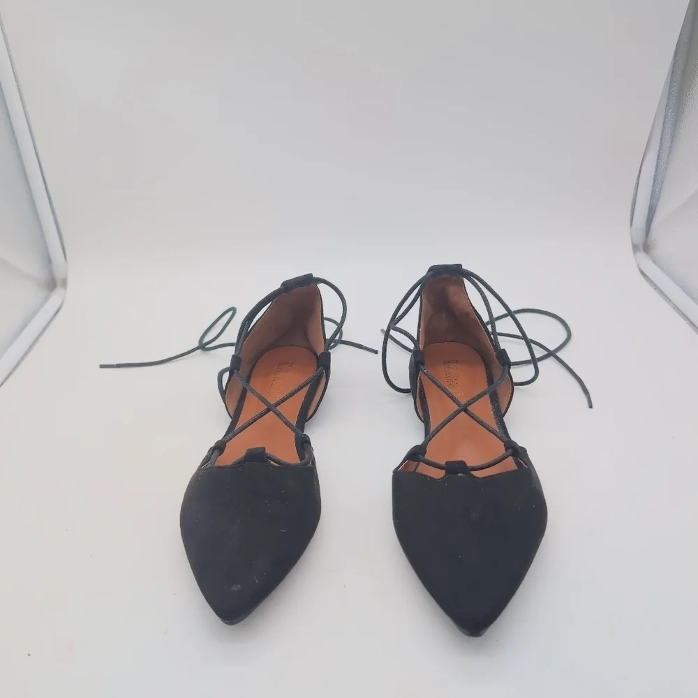 Black Hanzi  Xiaojie Sz 8.5 Women's Lace-Up Roman Flats
